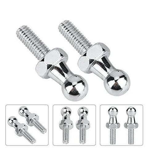 10mm M6 Ball Studs with Hardware Nuts Washers -M6 Ball Stud 6mm Female Thread x 1/2" Long Shank, Pack of 5 (Silver)