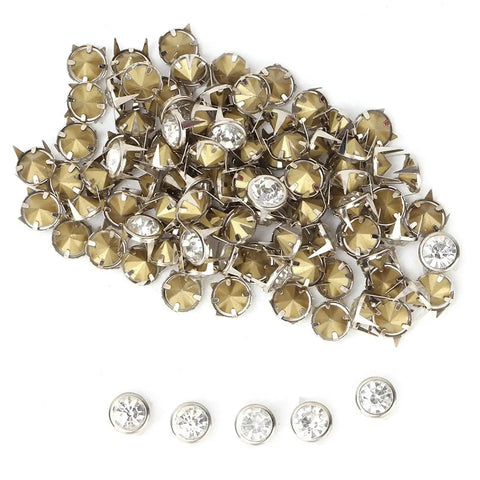 10 Mm Metal Studs And Claw Rivets Set For Clothing And Fabric Crafting, 100 Pcs, copper finish, decorative studs displayed on white background