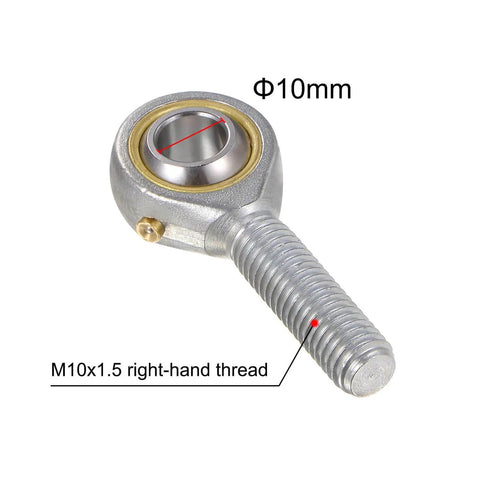 Front view of 2 Pack POS10 10mm Rod End Bearing With M10x1.5 Right Hand Thread Self Lubricating Joint Includes Jam Nut High Durability Steel Body