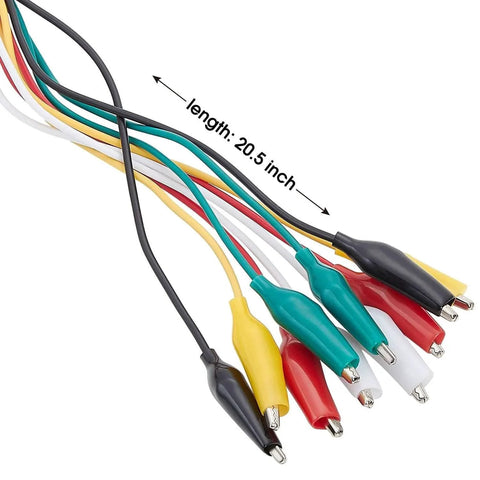 10 Pieces and 5 Colors Test Lead Set & Alligator Clips,20.5 inches / 22 AWG Copper Wire, colorful wires with soldered clips