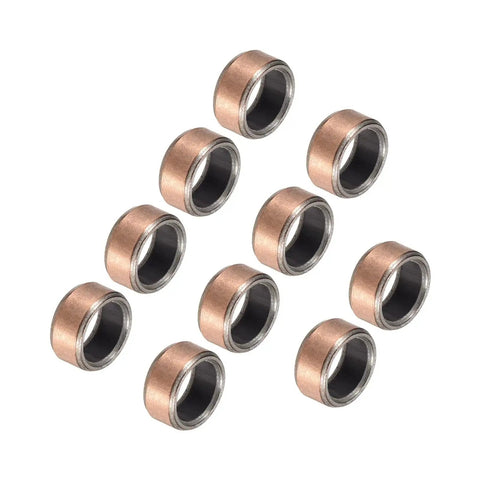 10 Pcs 6mm x 8mm x 4mm Sleeve Bearings Oilless Wrapped Bushings For Machine Shafts with Carbon Steel Base and Bronze Coating