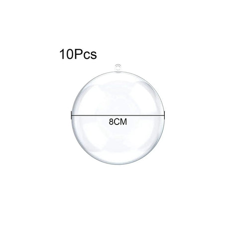 10 Pcs 3.14 inch Filling Transparent Plastic Decorative Call DIY Craft Ball Transparent Ball Christmas, Birthday, Wedding, Party and Home Decoration Ornaments ((3.14"/80mm)) image showing a single clear plastic ball with measurements.