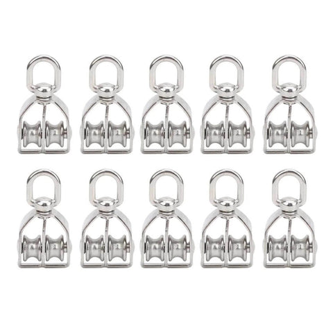 10Pcs M15 Pulley Block 304 Stainless Steel Heavy Duty Traction Wheel Single/Double Wheel Lifting Rope Block(Single)