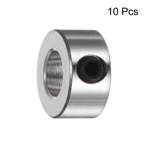 Nickel-plated carbon steel 10pcs Set Screw Collars 5.05mm Bore Shaft Collars, 10mm OD, 5mm Width, side view