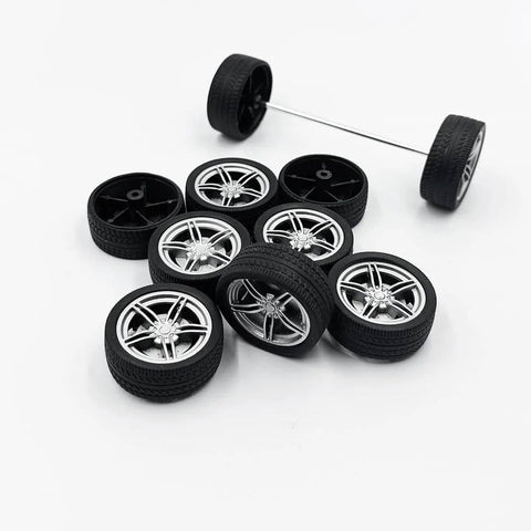 10PCS Toy Car Wheels 40mm Rubber Tire Wheels with Metal Shaft for RC Car Truck DIY Model Toy Wheel Replacement Accessories