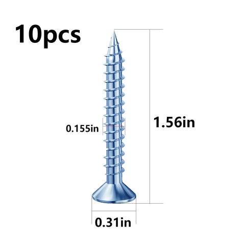 Single zinc screw from Complete 274 Pcs Drywall Anchors And Screws Kit For Brick And Concrete Walls, detailed dimensions shown