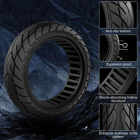 10x2.125 Scooter Tire, 10 inch Solid Rubber Tires Tubeless Front or Rear Replacement with anti-slip texture and shock-absorbing design