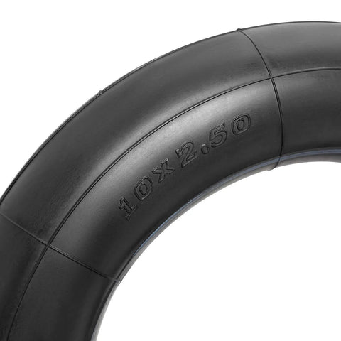 Heavy Duty 10x2.50 Thicker 40% Butyl Inner Tube with CR202 90° Bent Valve Stem, close-up of tire size markings