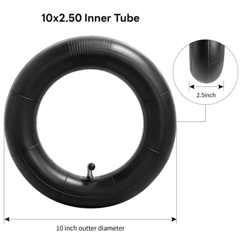 Heavy Duty 10x2.50 Thicker 40% Butyl Inner Tube with CR202 90° Bent Valve Stem for 10 Inch Smart Self Balancing Electric Scooter