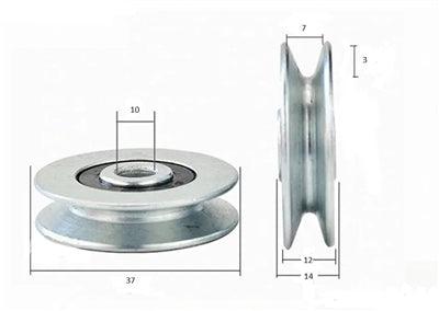 10x37x12/14mm V Groove Track Roller Bearing With Extended Inner 2mm - VXB Ball Bearings