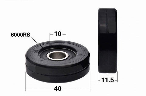 10x40x11.5mm Polyurethane Pulley Wheel Roller Bearing √¢‚Ç¨‚Äπwith Black Tire 40mm Soft Low Noise - VXB Ball Bearings