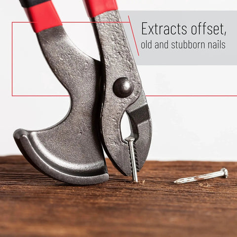 11 Inch Cats Paw Nail Puller Tool with high carbon steel, soft grip pliers extracting nail from wood surface