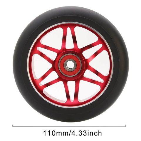 110mm Pro Scooter Replacement Wheels 2 Pack with Ball Bearings 88A PU CNC Alloy Core Fit for MGP Razor Lucky Envy and Vokul Scooters Red