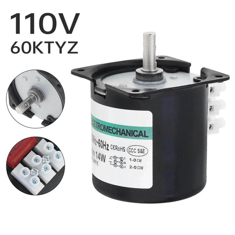 2.5RPM Synchronous Gear Motor, AC Motors 110V 60KTYZ CW/CCW High Torque Permanent Magnet Micro Electric Motor with 8mm shaft