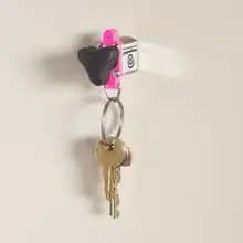 MagJig 60 Keychain Magnetic Base Clamp For Woodworking And Welding, 60 Lb Holding Power, pink clamp with keys attached