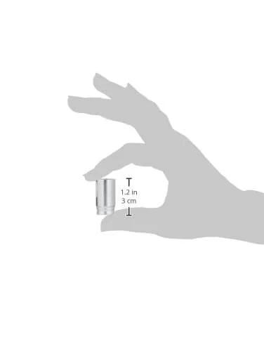 Hex Semi Deep Socket One Quarter Inch Drive, 13 Mm Insert, 0.5 Inch Hex, held by hand, 1.2 Inch Overall Length, side view