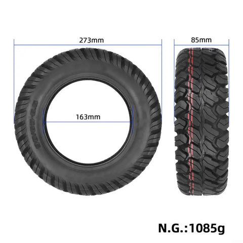 11 Inch Vacuum Tire 90/65-6.5 Off Road Direct Replacement For Ultra And Zero11X Electric Scooters front and side view