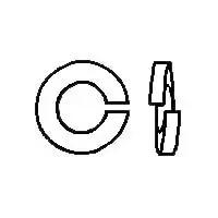 Split lockwasher, 1 1/2 inch, plain finish, front view.
