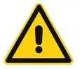 Yellow caution triangle with exclamation mark representing a warning sign.