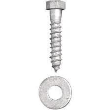 5/16 Inch By 3-1/2 Inch Galvanized Lag Screw Kit With 100 Count External Hex Lag Screws And 100 Count Flat Washers For Exterior Wood Projects