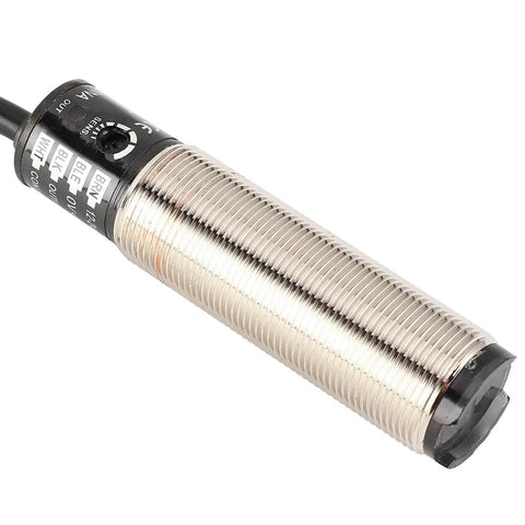 12-24VDC Cylindrical Photoelectric Switch With Diffuse Reflection Sensor, metallic body, DIY Friendly Optical Sensor, 2m Cable