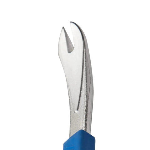 12.5 Inch Pro Claw Nail Puller delivers forged steel one-piece construction, close-up view of claw end, cushioned no-slip grip visible