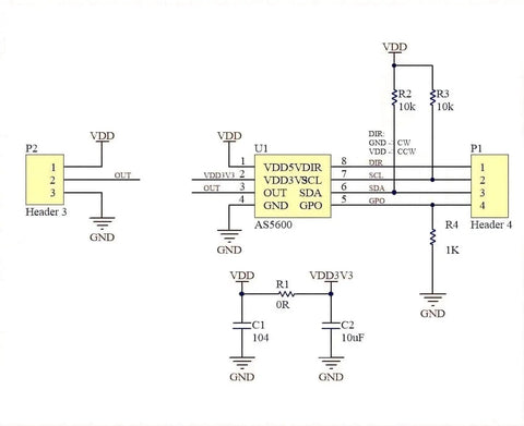 AS5600 Magnetic Encoder 3.3V 12 Bit High Precision Magnetic Induction Angle Sensor Module schematic diagram