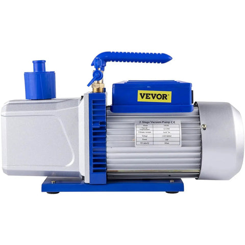 12 CFM 1 HP Double Stage HVAC Vacuum Pump For Auto Repair 110V By VEVOR with durable aluminum alloy housing, side view