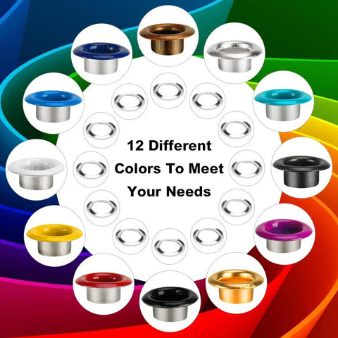 All In One Metal Grommets Kit With 600 Pieces In 12 Colors For DIY Shoes Bags Clothes Crafts Includes 3 Tools And Storage Box