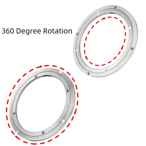 12 Inch Aluminum Lazy Susan Turntable Bearing Heavy Duty Round Rotating Swivel Base with Low Profile Design, two angles shown