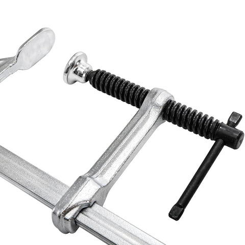 Close-up of 4 Pack 12 Inch Bar Clamps For Welding And Woodworking, Drop Forged Steel F Clamps With 450 Lb Load Capacity