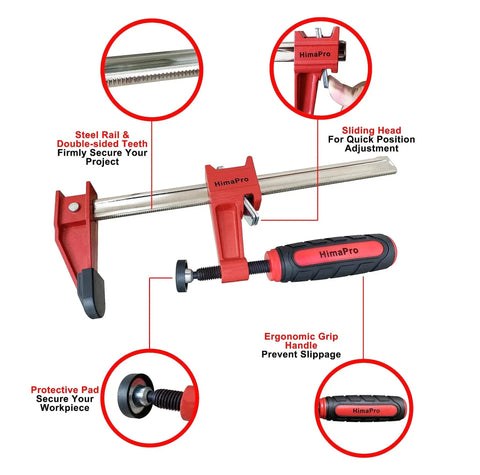 Beefed Up 12 Inch Bar Clamp Set For Woodworking And Metalworking Four Pack With Quick Release Steel F Clamps 600 Pound Load