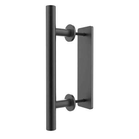 12-Inch Sliding Barn Door Handle Pull And Flush Hardware Set For Interior And Exterior Doors, Rustic Black Round Finish