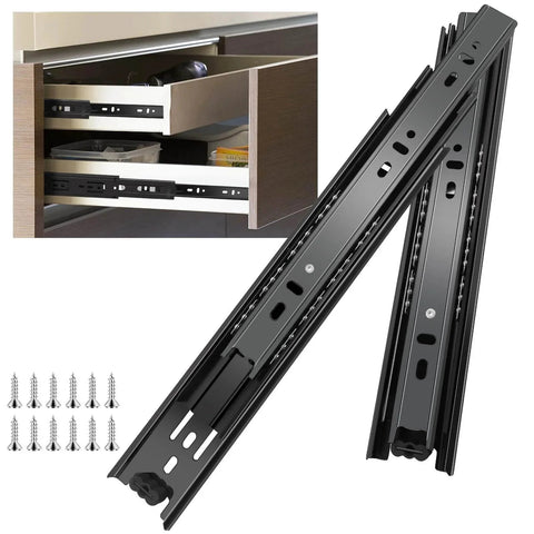 12 inch Drawer Slides 6 Pairs (12pcs) Full Extension Ball Bearing Drawer Rails Side Mount 3 fold Metal Dresser Runners installed