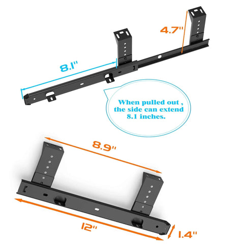 FRMSAET Sliding Keyboard Drawer Tray Hardware 12/14/16/18 inches Slides, heavy-duty 12-inch black metal slides with dimensions