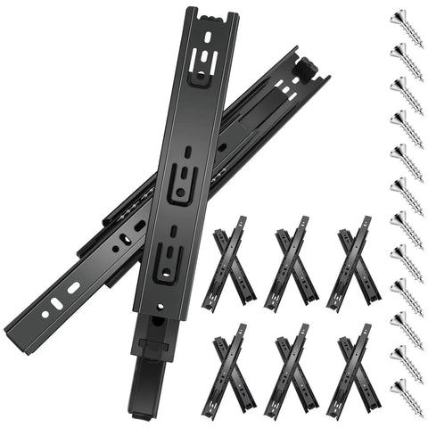 12 inch Drawer Slides 6 Pairs (12pcs) Full Extension Ball Bearing Drawer Rails Side Mount 3 fold Metal Dresser Runners with screws