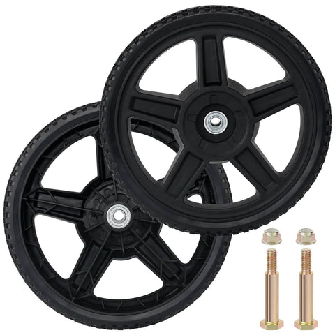 12 Inch Lawn Mower Wheels 2 Pack with Bolts and Lock Nuts, Push Mower Replacement Wheels for Lawn Mowers, Generators, Garden Tillers and Hand Trucks, 1/2 Inch Bore