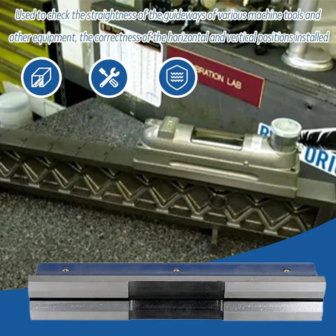 12 Inch Precision Level with 0.0002 Per 10 Inch Sensitivity Pro Grade Machinist Level Tool shown in use on equipment