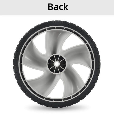 Back view of 12 Inch Rear Lawn Mower Wheels Replacement for Arnold 490-324-0002, 12x1.75 Plastic Wheels with 1/2 Inch Nylon Hub