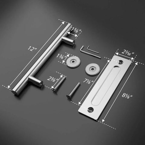 12 Inch Barn Door Handles Sliding Barn Door Pull Handle Stainless Steel Heavy Duty Large Rustic Two Side Design hardware layout