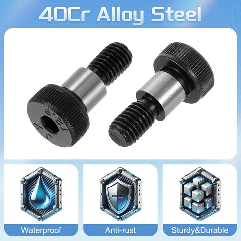12 Pack Alloy Steel Shoulder Bolts With M8 Threads 10mm Shoulder Diameter And 10mm Shoulder Length Hex Socket Heavy Duty Fasteners