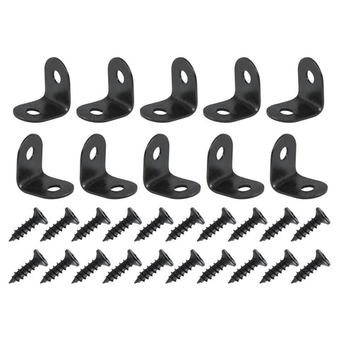 0.47"x0.47"x0.35"(LxWxH) L Bracket Corner Braces -12Pack- Good for Mending Wooden Furniture - Metal Right Angle Brackets W/Screws - Black