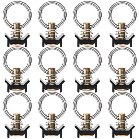 12 Pack L Track Stud Fittings For Cargo Tie Downs, Stainless Steel Round Ring O Ring, 360 Degree Rotation, Reusable Keeper Hardware