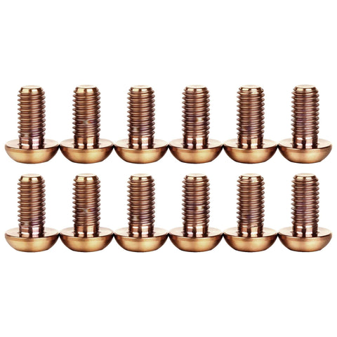 12 Pcs M5x10 Titanium Torx Bolts for Bicycle Disc Brake Rotors showcasing bronze finish and T25 Torx head design.