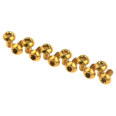 12 Pcs M5x10 Titanium Torx Bolts for Bicycle Disc Brake Rotors, Grade 5 Gold Finish, T25 Torx Head, Lightweight