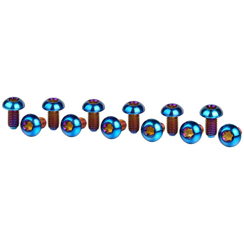 12 Pcs M5x10 Titanium Torx Bolts for Bicycle Disc Brake Rotors with T25 Torx Heads in Burnt Blue Finish