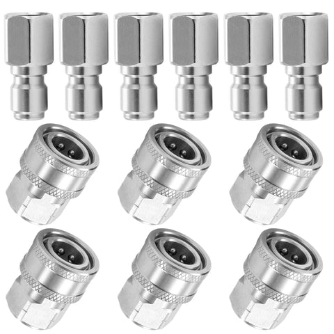 TasuoX 12-piece stainless steel 3/8 in NPT pressure washer adapter set with internal-thread quick-connect fittings