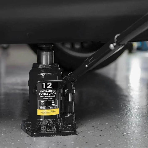 Beefy 12 Ton Hydraulic Bottle Jack For Cars And SUVs With 24,000 Lbs Lift, 7.5 To 13.8 Inch Lift Range, Serrated Heat Treated Saddle
