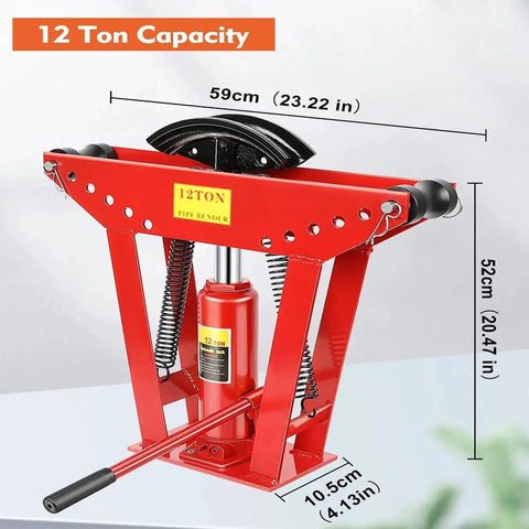 12 Ton Hydraulic Pipe Bender With Six Dies For Copper Steel And Iron Tubing Half Inch To Two Inch Adjustable 90 To 180 Degree Bends