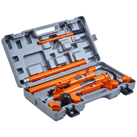 12 Ton Porta Power Kit With Long Handle And 4.6 Ft Hose in durable storage case, portable hydraulic jack for auto body frame repair